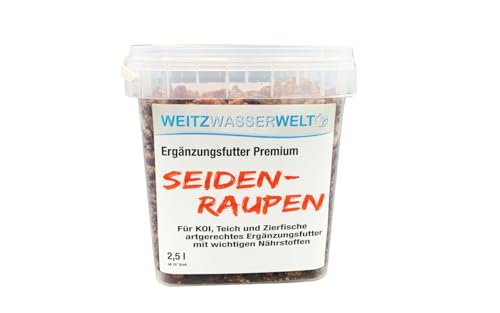 Premium Seidenraupen - Koifutter ideal für Teichfische, Ziervögel, Wildvögel und Reptilien - Fischfutter Teich mit wichtigen Nährstoffen - Goldfischfutter als artgerechtes Ergänzungsfutter - 2,5 l von Weitz-Wasserwelt