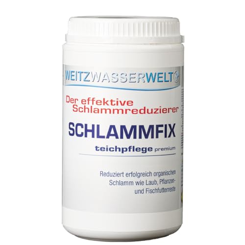 SCHLAMMFIX - Teichschlammentferner mit Sofort-Wirkung durch Aktivsauerstoff - Teichboden Reiniger effizient und schonend - Teichklar für Gartenteich oder Naturpool - 1 kg für bis zu 10.000 l von Weitz-Wasserwelt