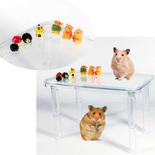 Weixiyang Hamsterplattform, Kunststoffplattform mit Schmuckstücken, Schmuckhalter, Hamsterkäfig Zubehör Meerschweinchen Eichhörnchen Rennmäuse und andere kleine Haustiere (Transparent.,Kleines Tier) von Weixiyang