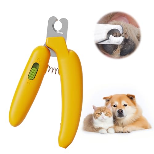 Krallenschere Katzen, Edelstahl Krallenzange Mini-Bananen Hundekrallen Schneider Krallenschere für Katzen Hunde Krallenschneider Hunde mit Sicherheitsschloss, für Katzen Welpen und Kleintiere von Wekuw