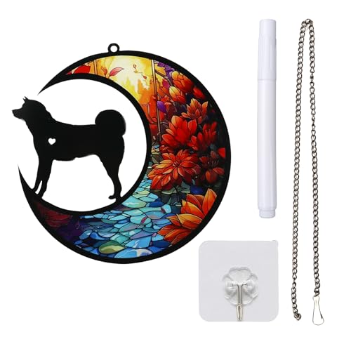 Wekuw Personalisierte Hundes-Gedenktafeln Buntglas-Katzen-Gedenk-Sonnenfänger Bunte Acryldekoration Haustier Hanging Decoration Fensterschmuck Auf Erinnerungsgeschenke für Haustiere (G4) von Wekuw