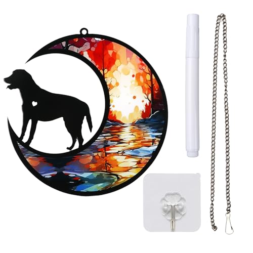 Wekuw Personalisierte Hundes-Gedenktafeln Buntglas-Katzen-Gedenk-Sonnenfänger Bunte Acryldekoration Hundegeburtstag Erinnerung Hund Hundedenkmal aus Buntglas Hundesouvenirs für Tierliebhaber (G5) von Wekuw