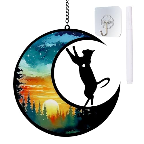 Wekuw Personalisierte Hundes-Gedenktafeln Buntglas-Katzen-Gedenk-Sonnenfänger Bunte Acryldekoration Haustier Hanging Decoration Fensterschmuck Auf Erinnerungsgeschenke für Haustiere (M5) von Wekuw