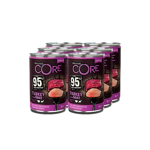 Wellness CORE 95 % Pute & Ziege, Hundefutter nass, Pastete, 6 x 400 g, ohne Zuckerzusatz, getreidefrei, mit hohem Fleischanteil und ausgewählten Zutaten von Wellness CORE