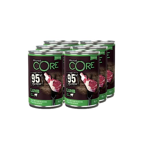 Wellness CORE 95 % Lamm & Kürbis, Hundefutter nass, Pastete, 6 x 400 g, ohne Zuckerzusatz, getreidefrei, mit hohem Fleischanteil und ausgewählten Zutaten von Wellness CORE