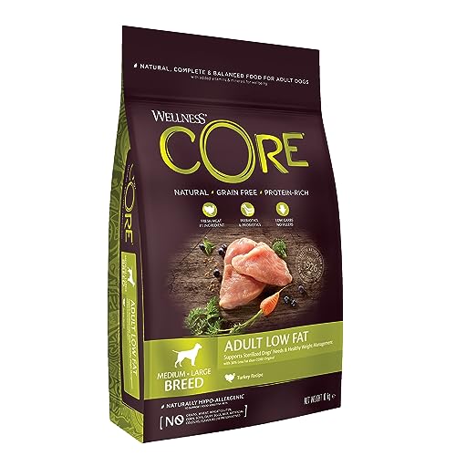 Wellness CORE Low Fat, Hundefutter trocken für sterilisierte oder übergewichtige Hunde, Pute, 10 kg, ohne Zuckerzusatz, getreidefrei, mit hohem Fleischanteil von Wellness CORE