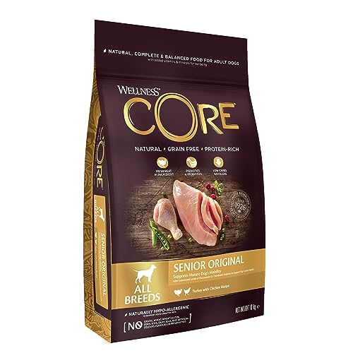 Wellness CORE Senior Original, Pute & Huhn, 10 kg, Hundefutter trocken für alternde Hunde ab 7 Jahren, ohne Zuckerzusatz, getreidefrei, mit hohem Fleischanteil von Wellness CORE