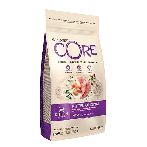 Wellness CORE Kitten Original, Huhn & Pute, 1,75 kg, Kitten Trockenfutter, ohne Zuckerzusatz, getreidefrei, mit hohem Fleischanteil, fördert Gehirn- & Augenentwicklung von Wellness CORE