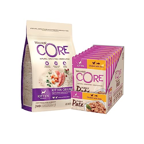 Wellness CORE Kitten Probierpaket, Trocken- und Nassfutter für Kätzchen, getreidefrei, hoher Fleischanteil, Huhn & Thunfisch von Wellness CORE