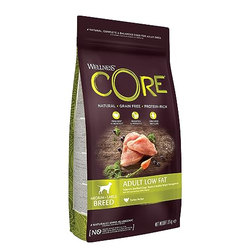 Wellness CORE Low Fat, Hundefutter trocken für sterilisierte oder übergewichtige Hunde, Pute, 1,8 kg, ohne Zuckerzusatz, getreidefrei, mit hohem Fleischanteil von Wellness CORE