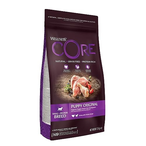 Wellness CORE Puppy Original, Welpenfutter Trockenfutter für kleine & mittelgroße Welpen, Huhn & Pute, 1,5 kg, ohne Zuckerzusatz, getreidefrei, mit hohem Fleischanteil von Wellness CORE