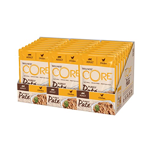 Wellness CORE Purely Paté Huhn, 12 x 85 g, Nassfutter für ausgewachsene Katzen, Katzenfutter Pastete, ohne Zuckerzusatz, getreidefrei, mit hohem Fleischanteil von Wellness CORE