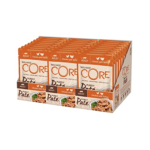 Wellness CORE Purely Paté Huhn & Pute, 12 x 85 g, Nassfutter für ausgewachsene Katzen, Katzenfutter Pastete, ohne Zuckerzusatz, getreidefrei, mit hohem Fleischanteil von Wellness CORE