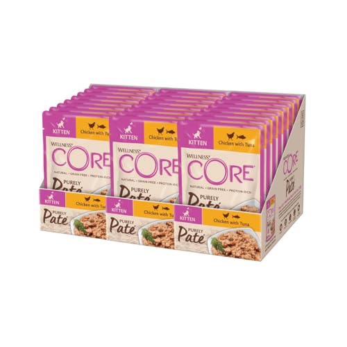 Wellness CORE Purely Paté Kitten, Pastete für Kätzchen, Nassfutter für Kitten mit hohem Fleischanteil, getreidefrei, Huhn & Thunfisch, 24 x 85 g, brand is Wellness CORE. von Wellness CORE