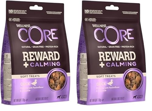 Wellness CORE Reward+ Ente & Kamille, 170 g, sanfte Hundeleckerli zur Belohnung, ohne Zuckerzusatz, getreidefrei, mit hohem Fleischanteil, fördert die Beruhigung deines Hundes (Packung mit 2) von Wellness CORE