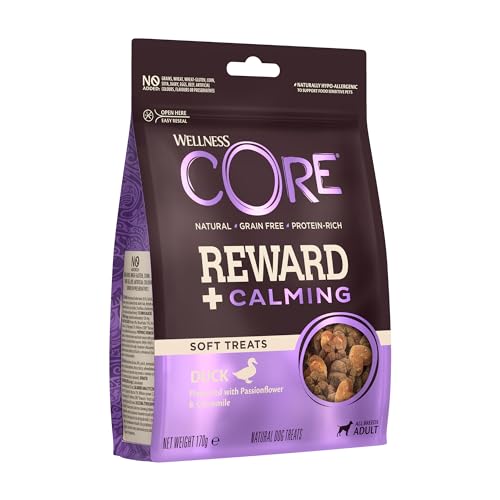 Wellness CORE Reward+ Ente & Kamille, 170 g, sanfte Hundeleckerli zur Belohnung, ohne Zuckerzusatz, getreidefrei, mit hohem Fleischanteil, fördert die Beruhigung deines Hundes von Wellness CORE