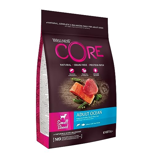 Wellness CORE Small Breed Ocean, Lachs & Thunfisch, 5 kg, Hundefutter trocken für ausgewachsene Hunde kleiner Rassen, ohne Zuckerzusatz, getreidefrei, mit hohem Fleischanteil von Wellness CORE