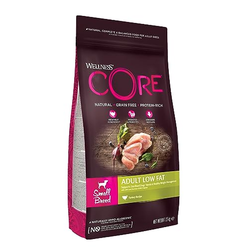 Wellness CORE Small Breed Low Fat, Hundefutter trocken für ausgewachsene Hunde kleiner Rassen, Pute, 1,5 kg, ohne Zuckerzusatz, getreidefrei, mit hohem Fleischanteil, von Wellness CORE