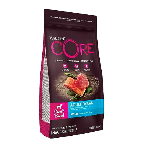 Wellness CORE Small Breed Ocean, Hundefutter trocken für ausgewachsene Hunde Kleiner Rassen, Lachs & Thunfisch, 1,5 kg, ohne Zuckerzusatz, getreidefrei, mit hohem Fleischanteil von Wellness CORE