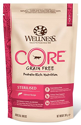 Wellness CORE Sterilised Ocean, Lachs & Thunfisch, 300 g, Katzenfutter trocken für sterilisierte Katzen, ohne Zuckerzusatz, getreidefrei, mit hohem Fleischanteil, fördert ein glänzendes Fell von Wellness CORE