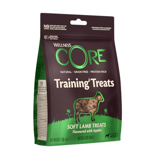 Wellness CORE Training Treats Lamm & Apfel, 170 g, sanfte Hundeleckerli, ohne Zuckerzusatz, getreidefrei, mit hohem Fleischanteil, perfekt fürs Training von Wellness CORE