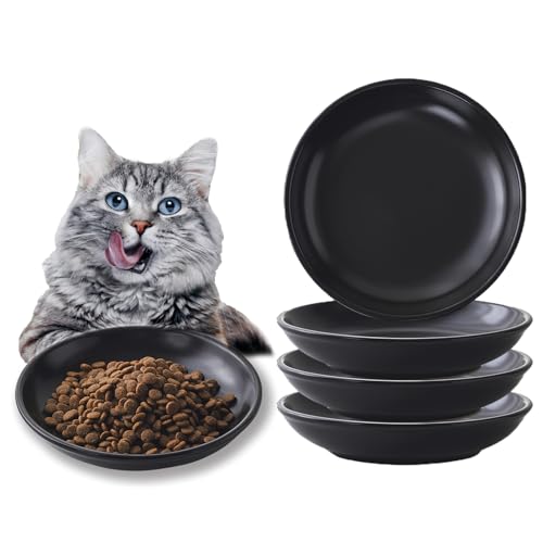 Keramik-Katzen-Futternapf-Set – gesunde, breite, flache Katzenschüssel, Katzenteller für Futter und Wasser, Anti-Schnurrhaar, Müdigkeit, Katzen-Futternäpfe für Haustiere, Welpen, Kätzchen, von Welloyed