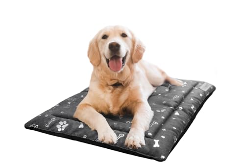 Welsti - Hundebett Grosse Hunde - Hundekissen - Anti Rutsch Boden - Hundezubehör - Wasserabwaisend Beschichtung - Hundebett Waschbar - Tragbare - Hundematratze - XXL 130x90cm - Grau Silber von Welsti