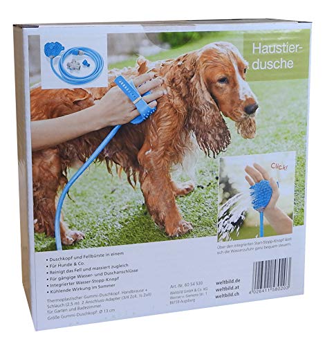 2in1 Hundedusche Set inkl. 2,5m Schlauch Haustier Duschkopf Bürste Shower Hunde Haustierdusche Fellbürste Tierdusche Fellpflege Reinigung Dusche Massage von Weltbild