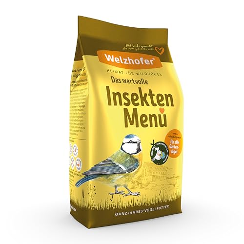 Welzhofer Insekten Menü 9kg, reichhaltiges Vogelfutter für Wildvögel mit Insektenfett & Mehlwürmern - Ohne Rosinen und künstliche Zusätze für Gartenvögel - Passend für Vogelhäuser & Futtersäulen von Welzhofer