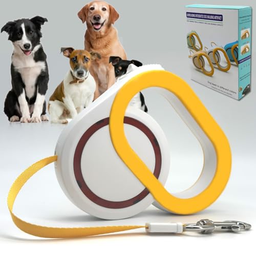 Wenbones Rollleine Hundeleine, 5M Hundeleine Ausziehbare, Ausziehbar Flexileine Hunde mit 360° Karabiner-Haken Metall, EIN-Hand Bremse Nylon-Gurt für große mittelgroße kleine Hunde (Weiß) von Wenbones