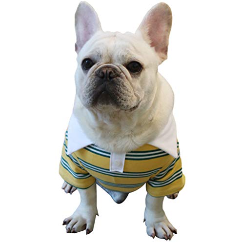 Wenchuang Hund Sommer Kleidung Welpen Gestreiftes Poloshirt Cute Kurzarm Haustierpullover Hundebekleidung Hundeshirts (Gelb, Asia 3XL) von Wenchuang