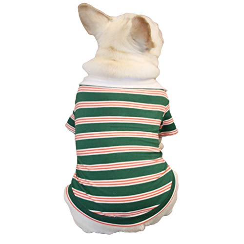 Wenchuang Hund Sommer Kleidung Welpen Gestreiftes Poloshirt Cute Kurzarm Haustierpullover Hundebekleidung Hundeshirts (Grün, Asia 2XL) von Wenchuang