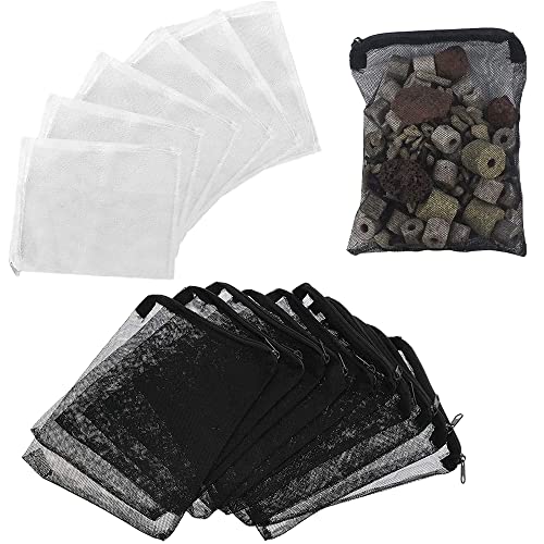 Wenrou 20 Stück Wiederverwendbare Filter Socken, Mesh Filter Bag, Nylon Mesh Filter Bag, Aquarium Mesh Bag, Aquarium Filter Taschen, für Aktivkohle, Aquarien, Schwimmbäder, Teiche, 2 Farben von Wenrou