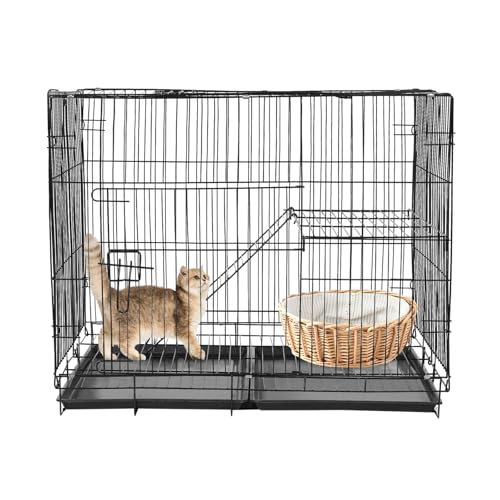 Hundekäfig Haustierhaus, Transportkäfig Drahtkäfig Hundebox, Katzenkäfig Haus Drahtkistenschnallen Häuser für Haustiere Geeignet für Katzen, Hunde, Kaninchen von Wensiy