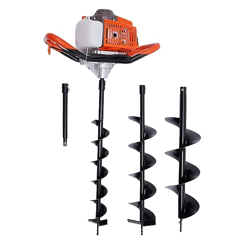 Wensiy 71 cc Post Hole Digger, gasbetriebener Erdbohrer, Bodenbohrer und 4 Zoll, 6 Zoll, 8 Zoll Bits von Wensiy