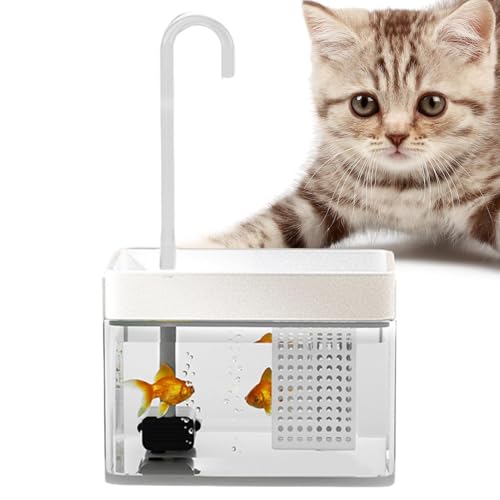 Katzenwasserbrunnen – praktischer transparenter Hundewasserspender – 1500 ml Aquarium, automatischer Hunde- und Katzenwasserbrunnen mit Filterbox/geräuschloser Pumpe für mehrere Haustiere von Weppduk