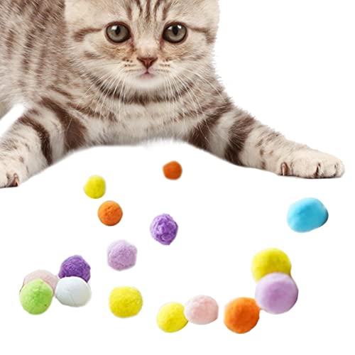 Weppduk Katzenspielzeug für Katzen im Innenbereich,Bälle für Katzen,Tragbare Katzen-Pom-Pom-Bälle, 12 Stück | Elastische weiche Pom-Pom-Bälle für Kätzchen, interaktive Plüschspielzeugbälle für das von Weppduk