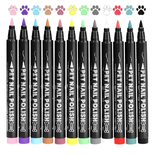 Weppduk Nagellack für Haustiere, Nagellack für Welpen, sicherer Nagellack, 12 Stück für Hunde – Kreative Stifte für Hunde, Nagellackstifte mit sicherer Spitze, 12 Farben für Hunde, von Weppduk