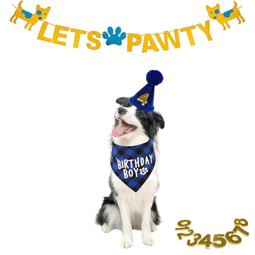 Weppduk Partyhut für Hunde | Partyhüte für Geburtstagshüte für tragbare und langlebige Hunde | Bandana-Hüte Set für Hundegeburtstag mit verstellbarem Gummiband für von Weppduk