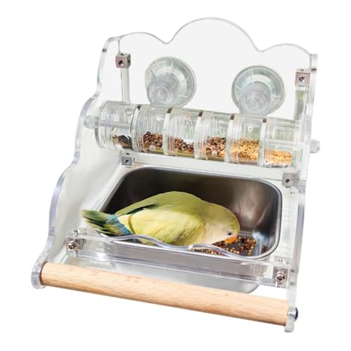 Weppduk Sittich-Futterspender für Vogelkäfig,Vogelkäfig-Futterspender | Bird Dishes Sittich-Futterstation | Futterspender, rotierender Futternapf für Sittiche, Futternapf für Vögel, transparent, mit von Weppduk