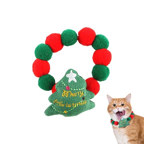 Weqizuerqi Weihnachtliches Katzenhalsband, elastisches Katzenhalsband, Hunde-Outfit, Dekoration, Weihnachtsbaum-Muster, Urlaubsgeschenk, Katzenkleidung, Ornamente für Weihnachten von Weqizuerqi