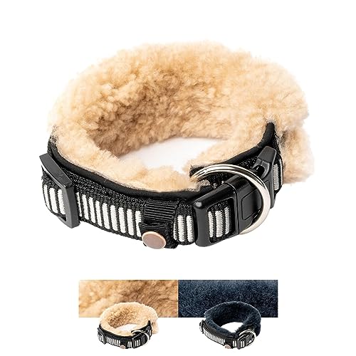 CHRIS innovatives Hundehalsband aus Lammwolle, Halsband vermindert erheblich Haarbruch, gepolstert, reflektierend, verstellbar, für kleine mittel große Hunde in XL (55-65cm) von Werner Christ