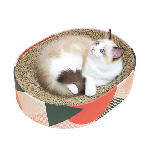 Werwing ComSaf Ovales Kratzbett und Lounge-Couch für Indoor-Katzen, 43,2 x 33 cm, langlebige Kratzunterlage aus recyceltem Karton, umweltfreundliche Möbel von Werwing