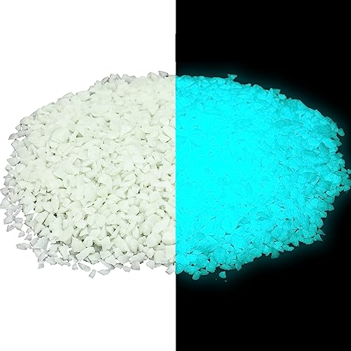 Wesiti Glow in The Dark Gravel, Fluorescent Glow in the Dark Rocks Dekorationen Fish Tank Rocks Dekorative Aquarium Kies Steine für Garten Zimmer Pflanzgefäß ästhetisch, 300 g (3-5 mm, Blau Grün) von Wesiti