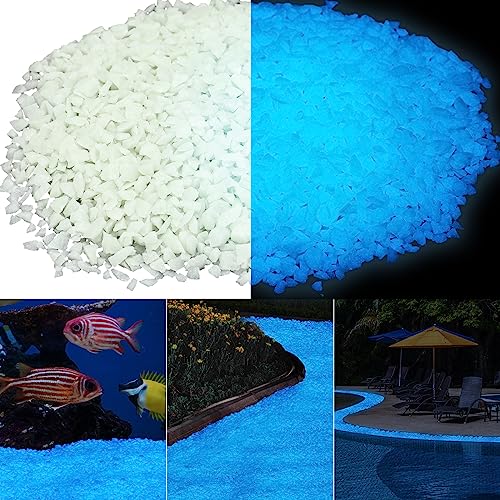 Wesiti Glow in the Dark Gravel, Fluorescent Glow in the Dark Rocks Dekorationen Fish Tank Rocks Dekorative Aquarium Kies Steine für Garten Zimmer Pflanzgefäß ästhetisch, 300 g (3-5 mm, Himmelblau) von Wesiti