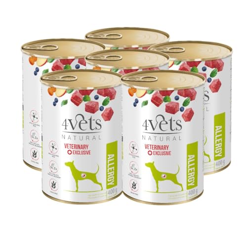 Westho Petfood | 4Vets Allergy Premium 6 x 400 g Nassfutter für Hunde | Getreidefrei | bei Allergien & Unverträglichkeiten | Hundefutter von Tierärzten von Westho