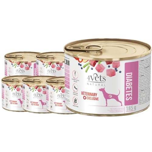 Westho Petfood | 4Vets Diabetes Premium 24 x 185 g Nassfutter für Hunde | Getreidefrei | Geringer Fettanteil | Hundefutter nass von Tierärzten Westho Petfood | 4Vets Diabetes Premium 24 x 185 g Nassfutter für Hunde | Getreidefrei | Geringer Fettanteil | Hundefutter nass von Tierärzten von Westho
