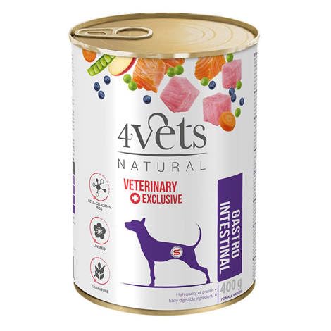 Westho Petfood | 4Vets Gastro Intestinal Premium 6 x 400 g Nassfutter für Hunde | Getreidefrei | Für die Magen-Darm unterstützung | Hundefutter nass von Tierärzten von Westho