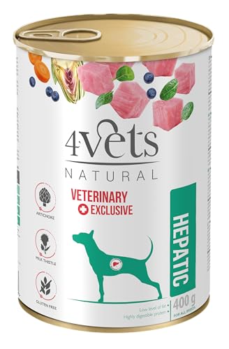 Westho Petfood | 4Vets Hepatic Premium 6 x 400 g Nassfutter für Hunde | Getreidefrei & geringer Fettgehalt | Hochverdauliche Kohlenhydrate | Hundefutter nass von Tierärzten von Westho