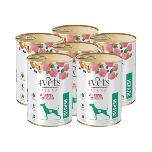 Westho Petfood | 4Vets Hepatic Premium 6 x 400 g Nassfutter für Hunde | Getreidefrei & geringer Fettgehalt | Hochverdauliche Kohlenhydrate | Hundefutter nass von Tierärzten von Westho